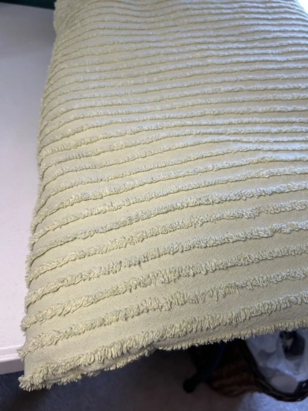Tufted Chenille Sage Green 100% Cotton Bedspread Made in India Twin 110
